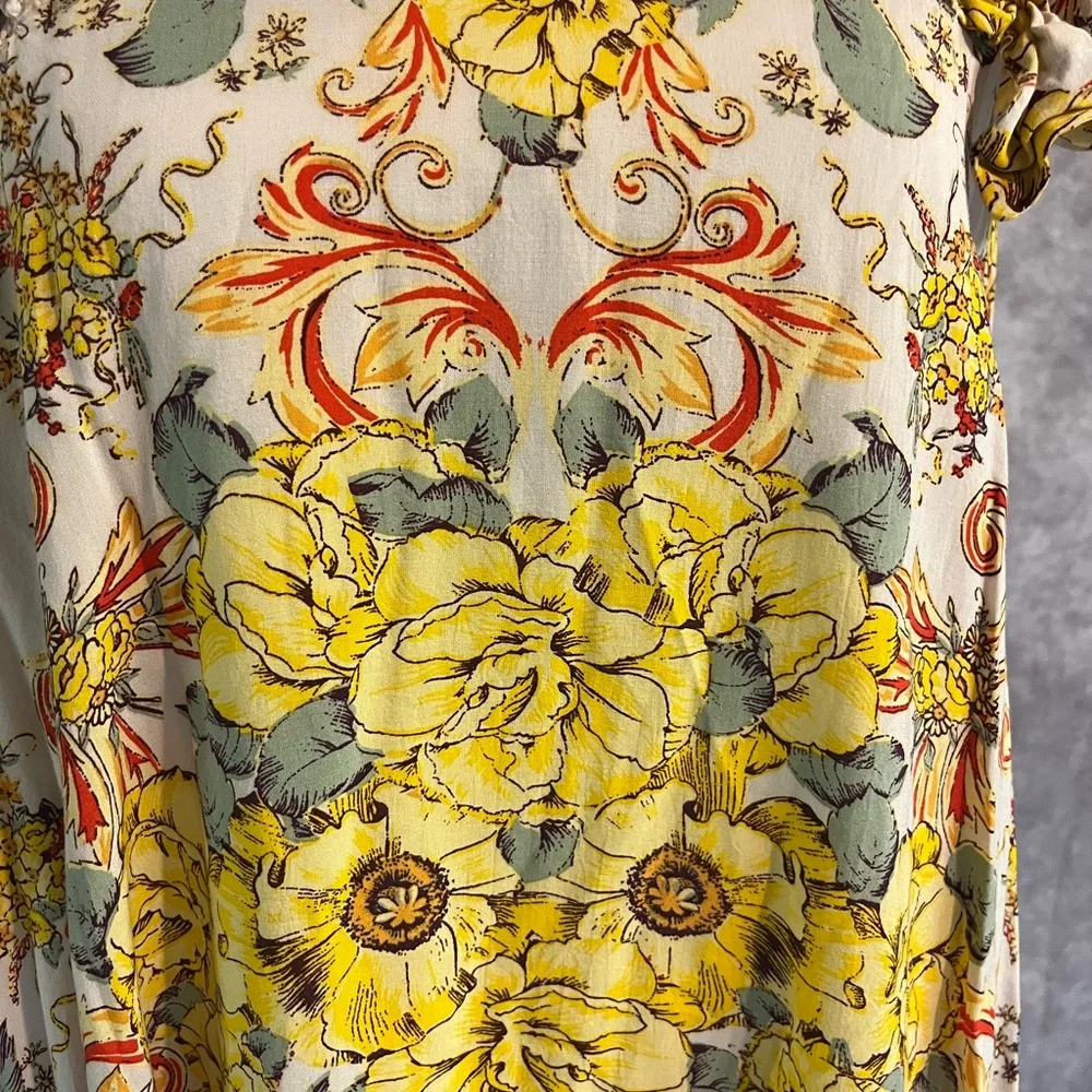 Free People Floral Yellow‎ Short Dress XS